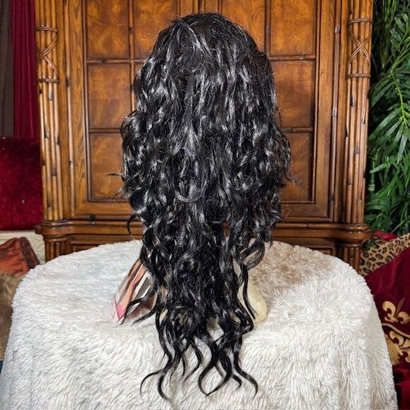 Freetress Equal 23" Star Lace Front Natural Hairline Color 1B Wavy Synthetic Wig - Picture 8 of 16